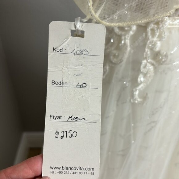 Bianco Vita Wedding Dress Couture Tulle A-line Size 10 NEW - Picture 6 of 16